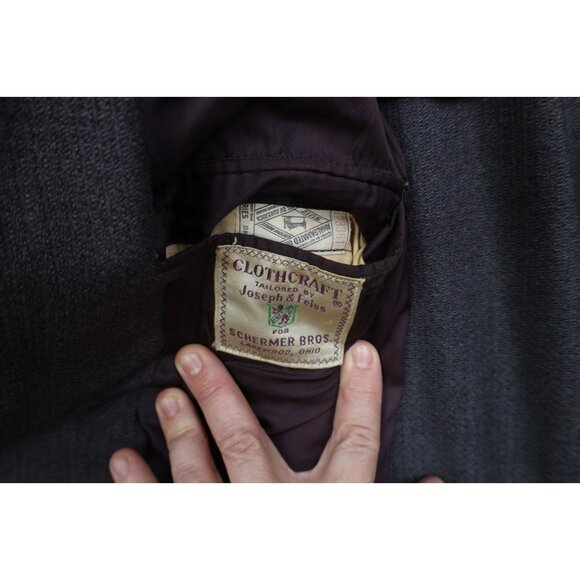 Vtg 50s 60s Rockabilly Mens 40R Distressed Heavy 2 Piece Wool Suit Wedding 30x28 - Picture 6 of 16